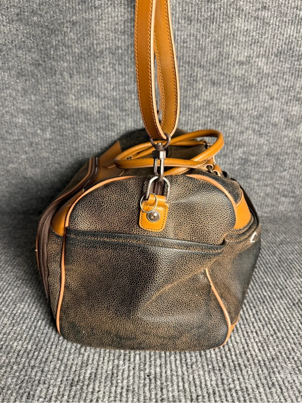 Vintage Travelpro Eiffel Tower Logo Weekender Travel Duffel Bag Brown